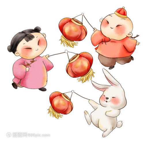 提灯笼的小朋友