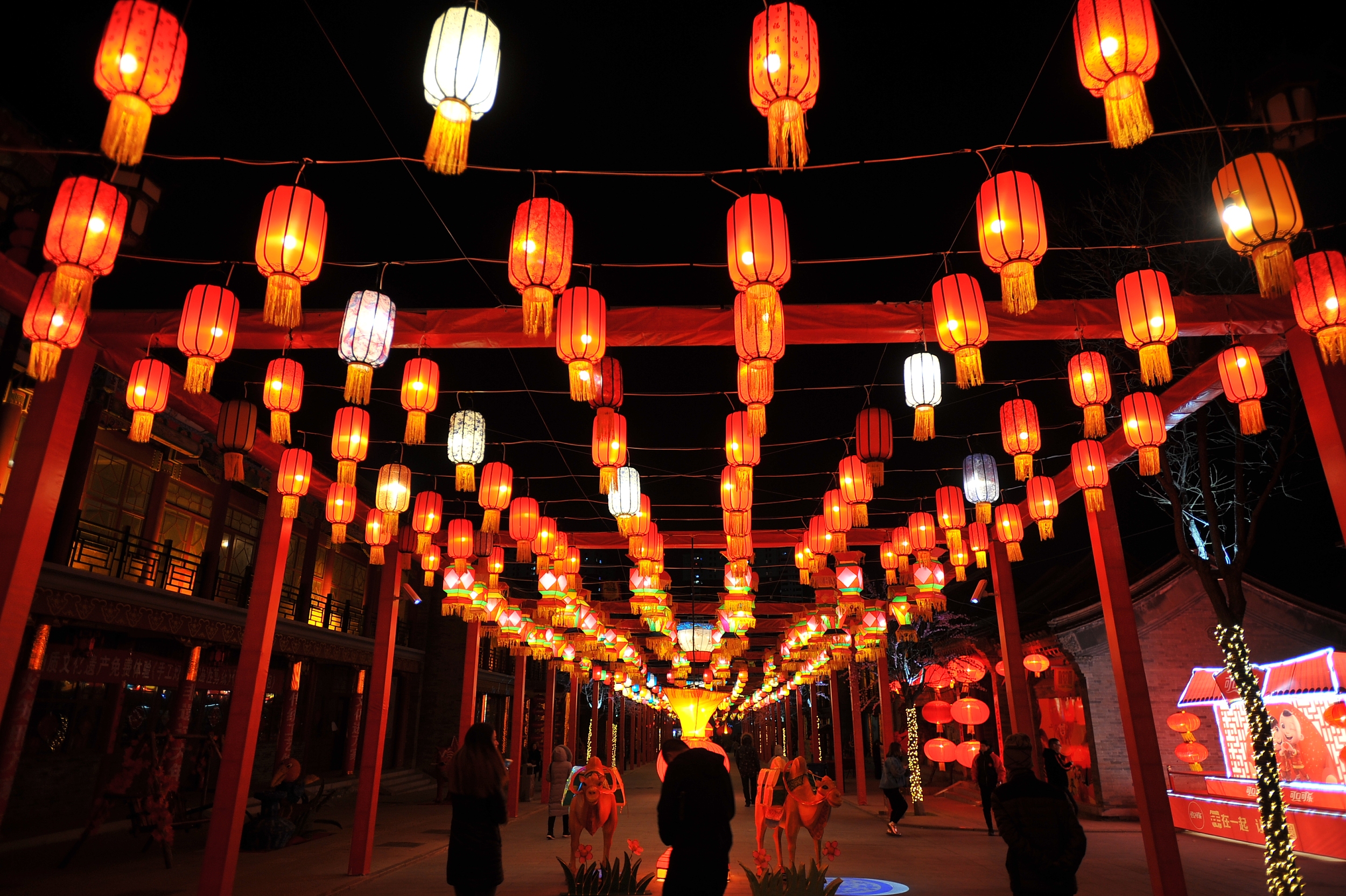 河北张家口:各式灯笼点亮新春庙会