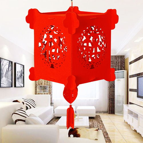 春节新年用品装饰高档植绒灯笼贴金挂件元旦元宵节无纺布福字宫灯