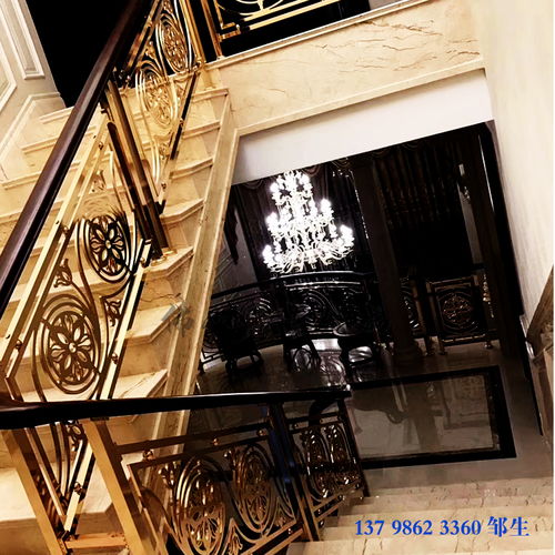 石嘴山艺术镀k金铜楼梯全铜雕花扶手是一种耐看型栏杆