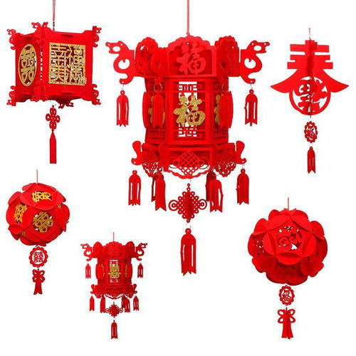 福字大红灯笼与喜字宫灯 新春婚庆装饰的点睛之笔